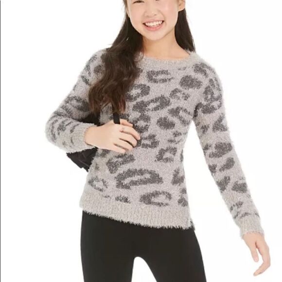 Girls Epic Threads Animal Print Metallic Eyelash Sweater Size Large - Picture 1 of 9